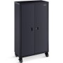 VEVOR Rolling Metal Storage Cabinet w/ 4 Adjustable Shelves & Lockable Door
