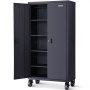 VEVOR Rolling Metal Storage Cabinet w/ 4 Adjustable Shelves & Lockable Door