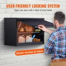VEVOR Metal Storage Cabinet, 54.4 kg Load Capacity per Shelf, 50.8 cm Tall Wall-Mounted Powder-Coating Steel Garage Cabinet with Adjustable Shelf, Press to Lock & Open Door, Perfect for Office Home Garage