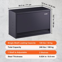 VEVOR Wall-Mounted Metal Storage Cabinet with Adjustable Shelf 54 kg per Shelf