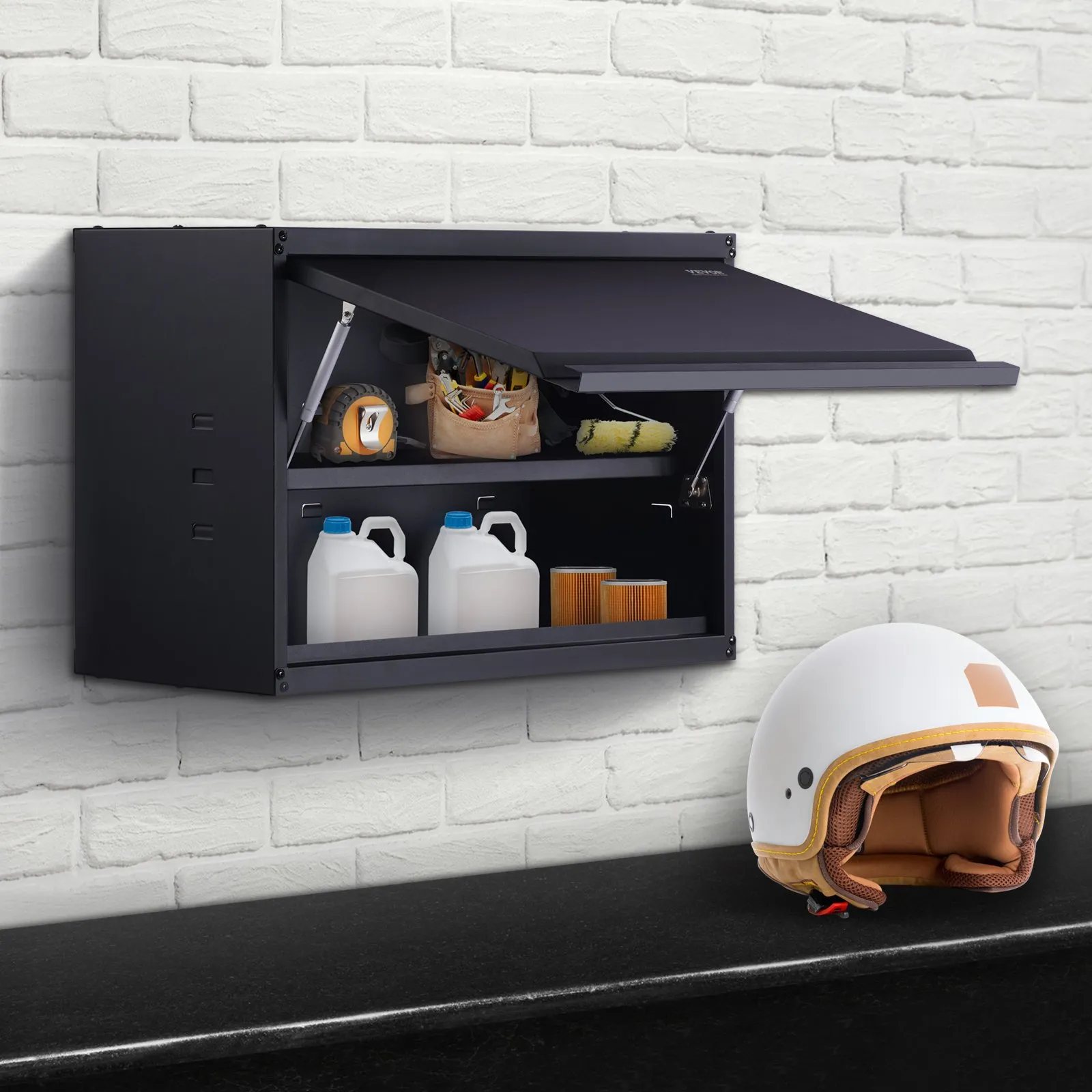 VEVOR Metal Storage Cabinet, 120lbs Load Capacity per Shelf, 20'' Tall Wall-Mounted Powder-Coating Steel Garage Cabinet with Adjustable Shelf, Press to Lock & Open Door, Perfect for Office Home Garage