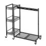 VEVOR Broom Holder with Cleaning Supplies Organizer, Garage Storage Metal, Cleaning Cart with Mop Hanger, for Home Brooms, Detergent, Brushes, Heavy-Duty Steel Utility Tool Holder, with Wheels, Black