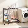 VEVOR Broom Holder with Cleaning Supplies Organizer, Garage Storage Metal, Cleaning Cart with Mop Hanger, for Home Brooms, Detergent, Brushes, Heavy-Duty Steel Utility Tool Holder, with Wheels, Black