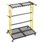 VEVOR Garden Tool Organizer with Wheels, Large Metal Garage Storage Rack, for Rakes/Shovels/Brooms/Long Farming Tools, Yard Utility Holder for Shed/Outdoor/Lawn Organization, Heavy-Duty Steel, Black