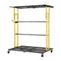 VEVOR Garden Tool Organizer with Wheels, Large Metal Garage Storage Rack, for Rakes/Shovels/Brooms/Long Farming Tools, Yard Utility Holder for Shed/Outdoor/Lawn Organization, Heavy-Duty Steel, Black