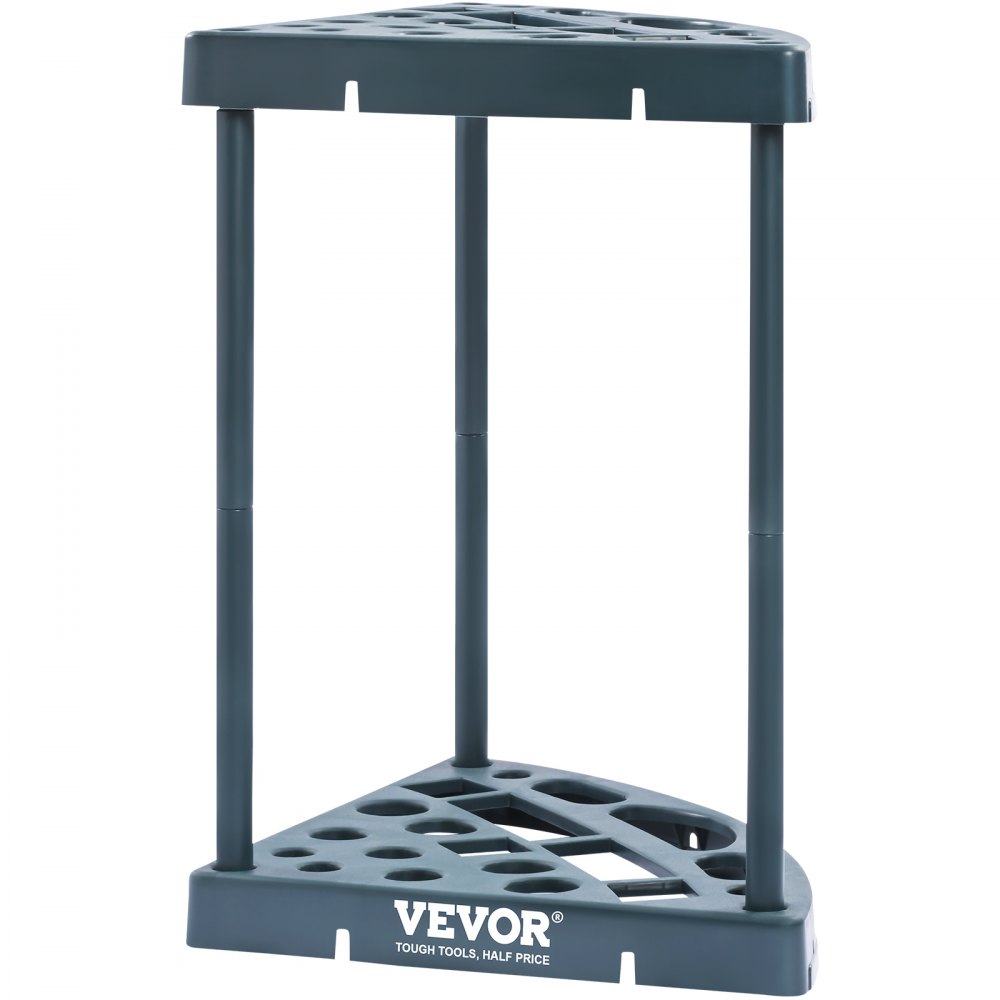 VEVOR garden tool organizer with a triangular base and multiple slots for tool storage in dark grey.