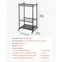 VEVOR Garden Tool Organizer, 35 Slots with Hooks, Metal Garage Storage Rack, for Rakes/Shovels/Brooms, Yard Utility Tool Holder for Shed/Outdoor/Lawn Organization, Heavy-Duty Steel, Freestanding,Black