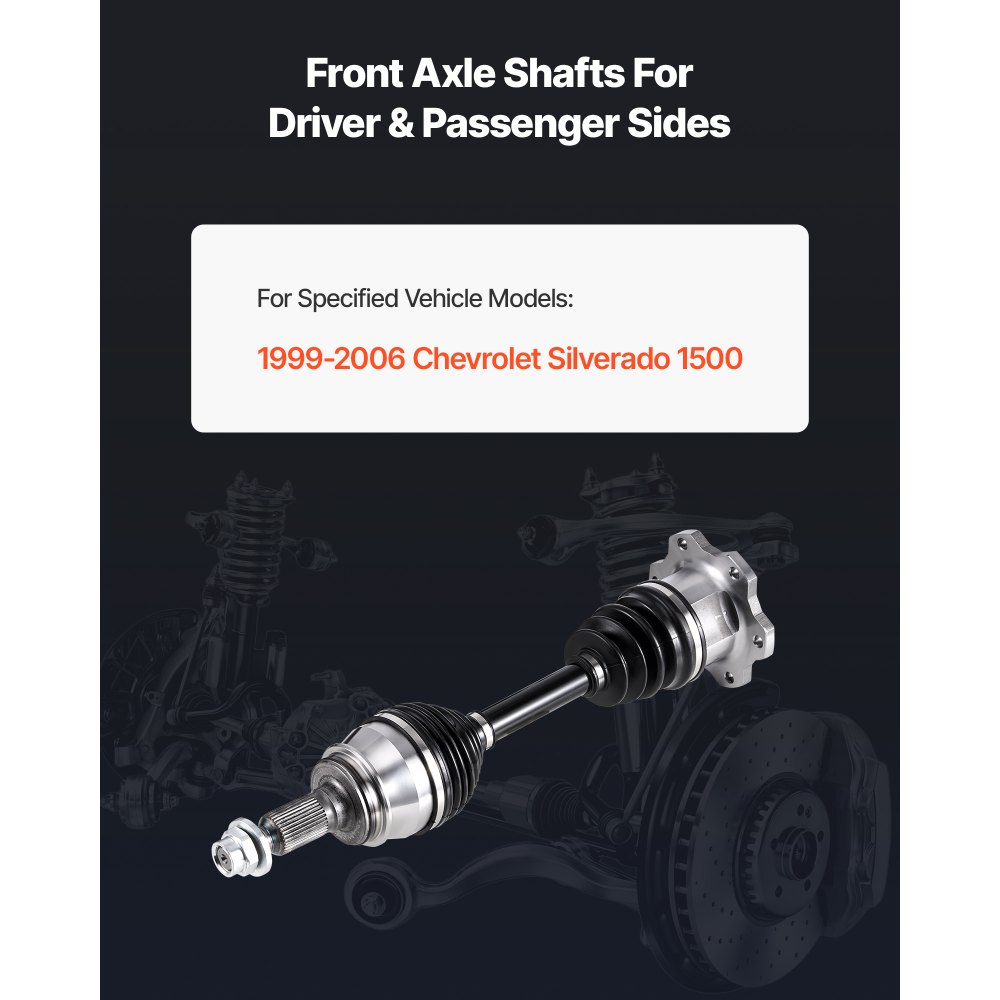 Conjunto de eje de transmisión CV VEVOR, delantero izquierdo o derecho (lado del conductor o del pasajero), junta homocinética de repuesto compatible con Chevrolet Silverado 1500 (1999-2006), acero aleado y acero al carbono