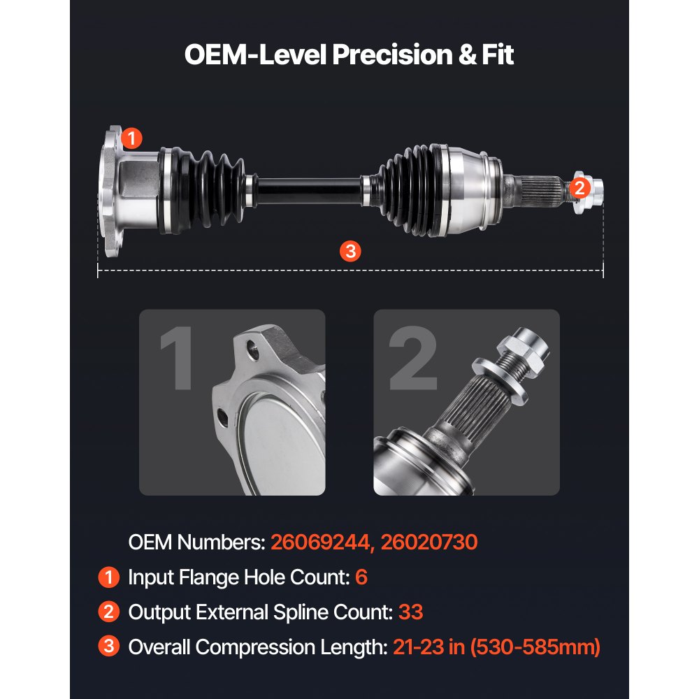 Conjunto de eje de transmisión CV VEVOR, delantero izquierdo o derecho (lado del conductor o del pasajero), junta homocinética de repuesto compatible con Chevrolet Silverado 1500 (1999-2006), acero aleado y acero al carbono