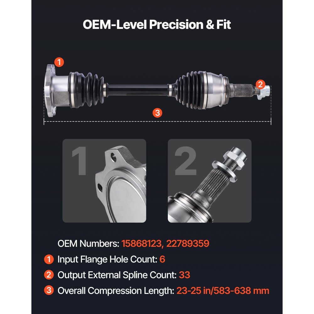 VEVOR CV Axle Shaft Assembly, Front Left or Right Side (Driver or Passenger Side), Automotive Replacement CV Joint Axle Shaft Compatible with 2007-2020 Cadillac Escalade, Alloy Steel & Carbon Steel