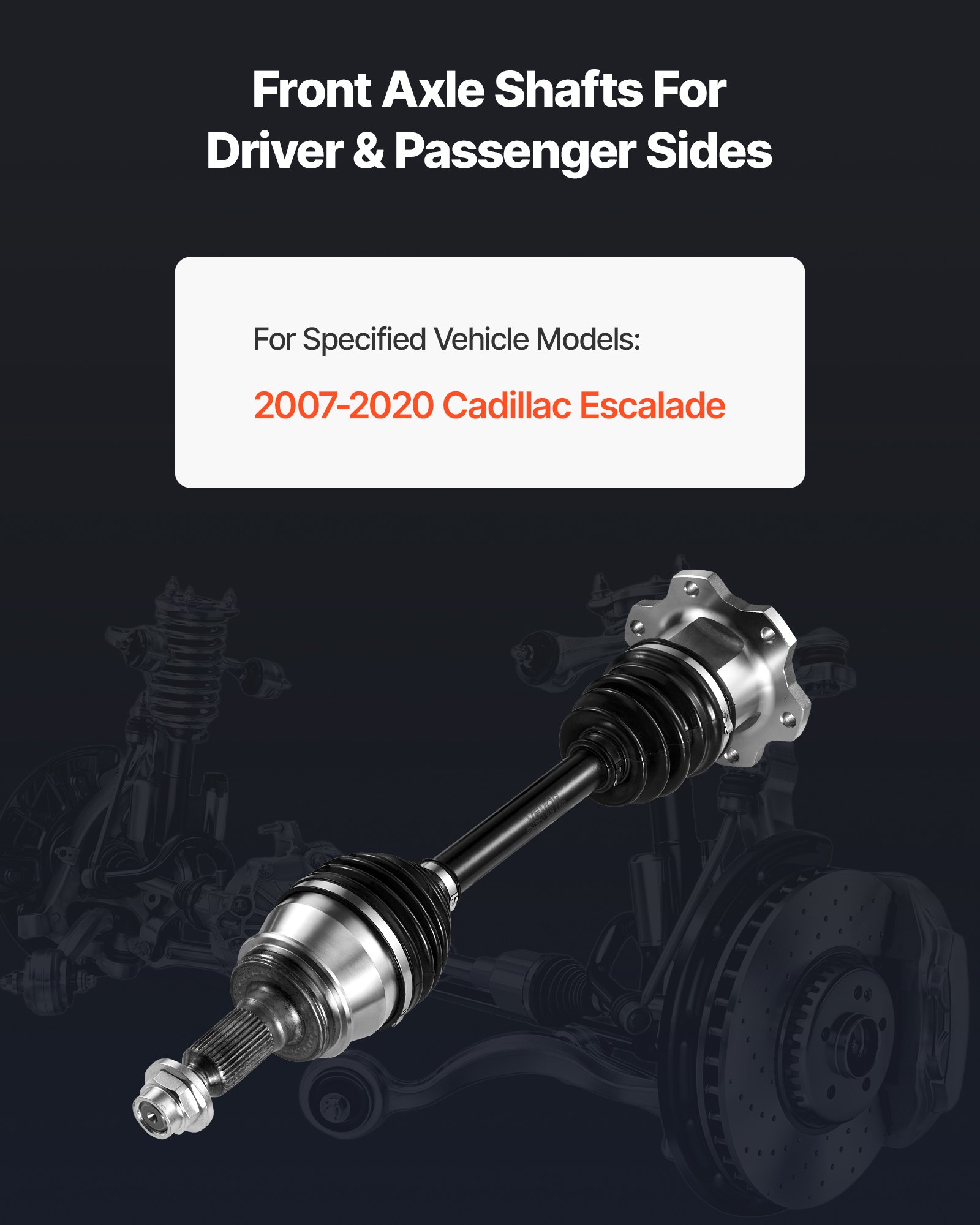 VEVOR CV Axle Shaft Assembly, Front Left or Right Side (Driver or Passenger Side), Automotive Replacement CV Joint Axle Shaft Compatible with 2007-2020 Cadillac Escalade, Alloy Steel & Carbon Steel