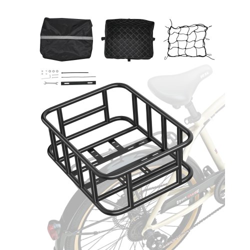 VEVOR Rear Bike Basket Medium Bicycle Basket Cargo Net Rainproof Cover Liner