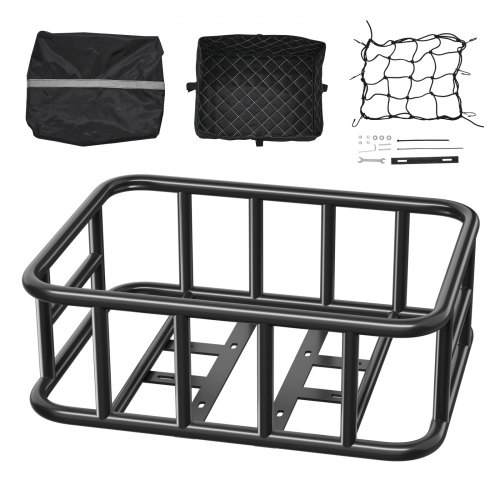 VEVOR Rear Bike Basket, Large Bicycle Basket With Cargo Net