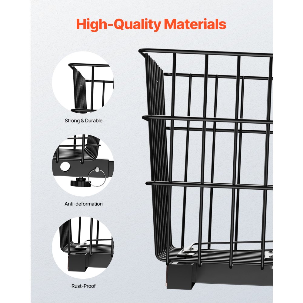 VEVOR Scooter Rear Basket, Heavy Duty Metal Wire Basket with Handle, Spacious Cargo Basket, Works with 1-inch Receiver, Compatible with Most Golden, Drive & Pride Mobility Scooter