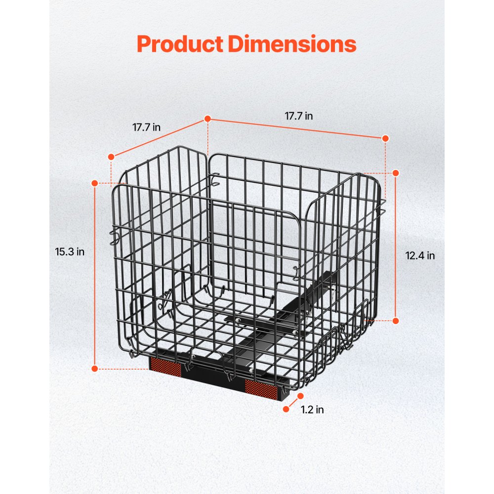 VEVOR Scooter Rear Basket, Folding Metal Wire Basket, Heavy Duty & Spacious Cargo Basket, Works with 1-inch Receiver, Compatible with Most Golden, Drive & Pride Mobility Scooter