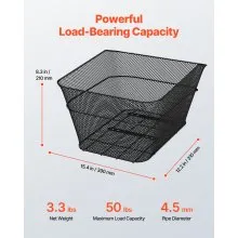 VEVOR Rear Bike Basket Wire Mesh Bicycle Basket with Cargo Net Waterproof Cover