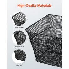 VEVOR Rear Bike Basket Wire Mesh Bicycle Basket with Cargo Net Waterproof Cover