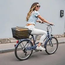 VEVOR Rear Bike Basket Wire Mesh Bicycle Basket with Cargo Net Waterproof Cover