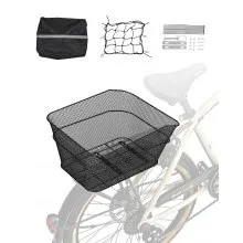 VEVOR Rear Bike Basket Wire Mesh Bicycle Basket with Cargo Net Waterproof Cover