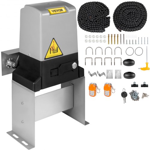 VEVOR Automatic 3100lb with Infrared Security Photocell Sensor with 2 Remote Controls Sliding Gate Opener Move Speed 40ft Per Min, Up to 3100 LBS, Silver