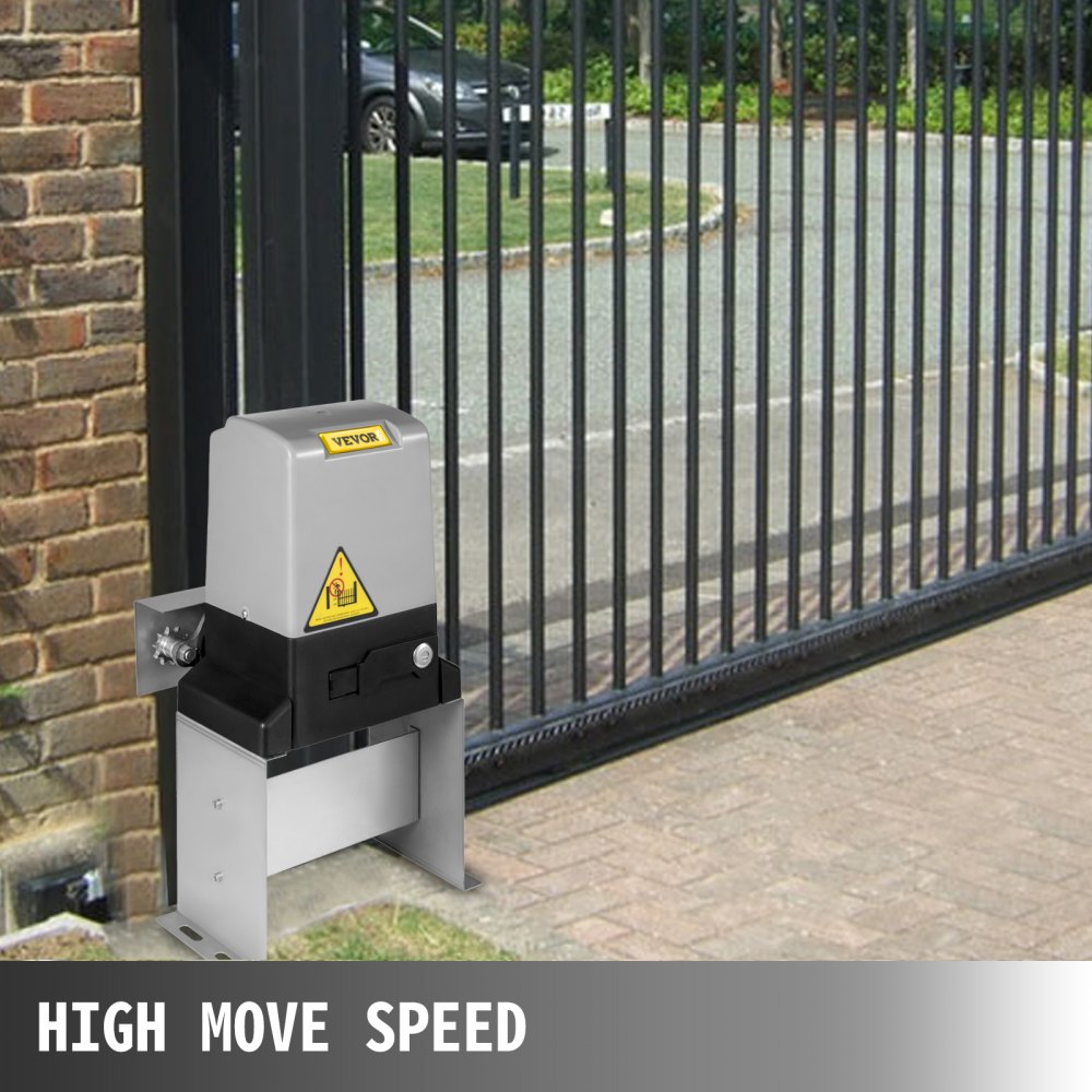 VEVOR Automatic 3100lb with Infrared Security Photocell Sensor with 2 Remote Controls Sliding Gate Opener Move Speed 40ft Per Min, Up to 3100 LBS, Silver