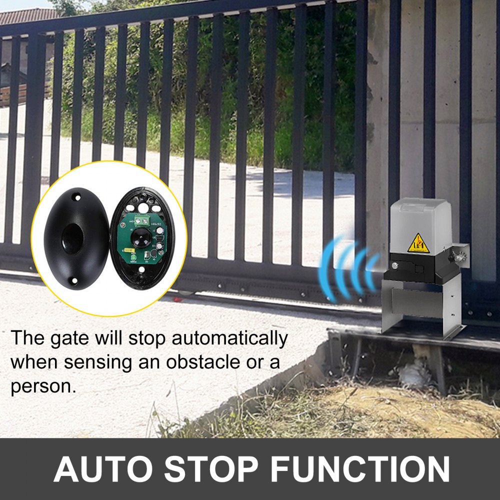 VEVOR Automatic 3100lb with Infrared Security Photocell Sensor with 2 Remote Controls Sliding Gate Opener Move Speed 40ft Per Min, Up to 3100 LBS, Silver