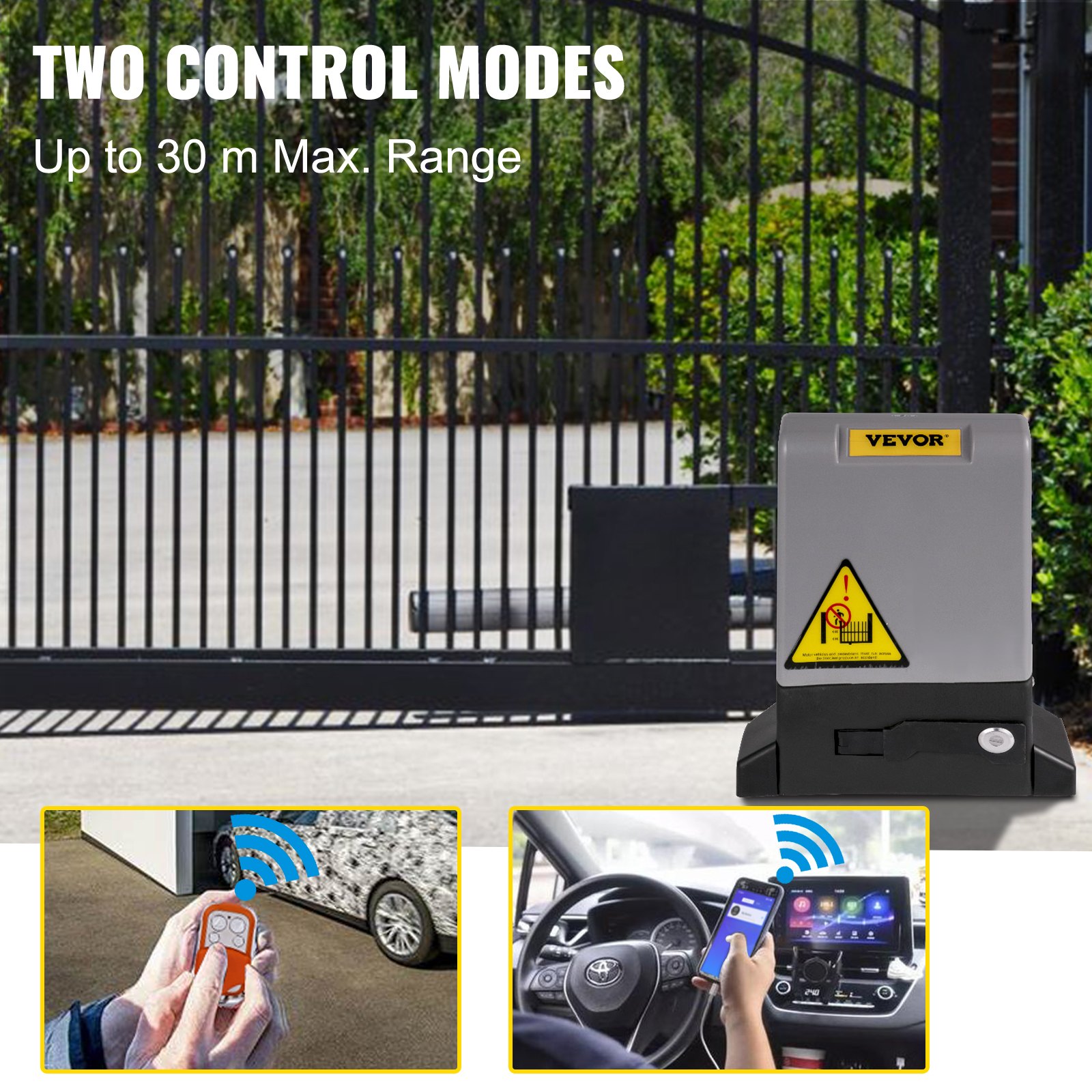 VEVOR Sliding Gate Opener, 1800 KG 8 m, Automatic Sliding Gate with 4 Remote Controllers & APP Control, Electric Rolling Driveway Slide Gate Motor, Complete Gate Operator Hardware Security System Kit