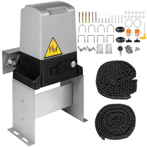 VEVOR Automático 1800 lb con sensor de fotocélula de seguridad infrarroja con 2 controles remotos Abridor de puerta corrediza Velocidad de movimiento 40 pies por minuto, hasta 1800 LBS, plateado