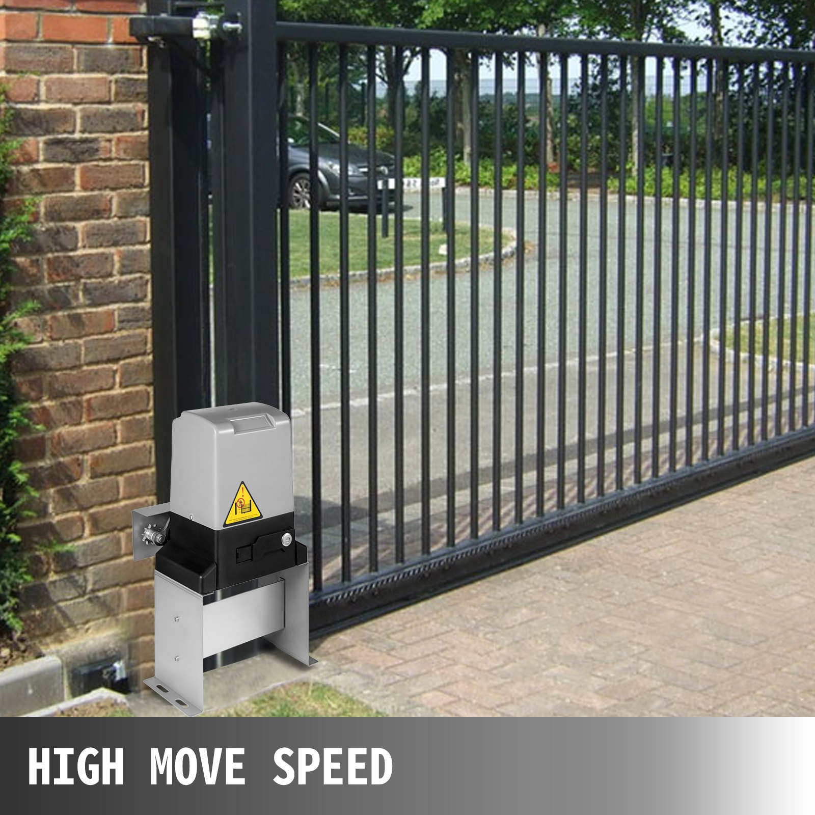 VEVOR Automatic 1800lb with Infrared Security Photocell Sensor with 2 Remote Controls Sliding Gate Opener Move Speed 40ft Per Min, Up to 1800 LBS, Silver