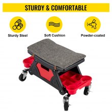 VEVOR Mechanic Stool 300 LBS Capacity Garage Stool with Wheels, Heavy Duty Rolling Mechanics Seat, with Three Slide Out Tool Trays and Drawer, Rolling Tool Seat for Automotive Auto Repair