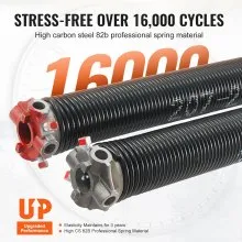 VEVOR Garage Door Torsion Springs, Pair of 0.207 x 2 x 22inch, 16000 Cycles, Garage Door Springs with Non-Slip Winding Bars, Gloves and Mounting Wrench, Electrophoresis Coated for Replacement
