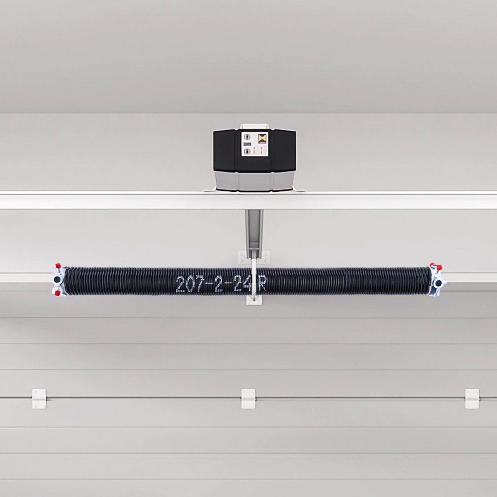 VEVOR Garage Door Torsion Springs, Pair of 0.207 x 2 x 24 in, 16000 Cycles, Electrophoresis Black Coated for Replacement, Garage Door Springs with Non-Slip Winding Bars, Gloves and Mounting Wrench