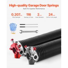 Ressorts de torsion pour porte de garage VEVOR, paire de 0,207 x 2 x 24 pouces avec barres d'enroulement