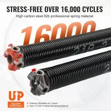 VEVOR Garage Door Torsion Springs, Pair of 0.218 x 2 x 24inch, Garage Door Springs with Non-Slip Winding Bars, 16000 Cycles, Gloves and Mounting Wrench, Electrophoresis Coated for Replacement