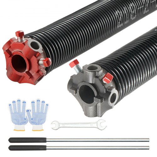 VEVOR Garage Door Torsion Springs, Pair of 0.218 x 2 x 23inch, 16000 Cycles, Garage Door Springs with Non-Slip Winding Bars, Gloves and Mounting Wrench, Electrophoresis Coated for Replacement