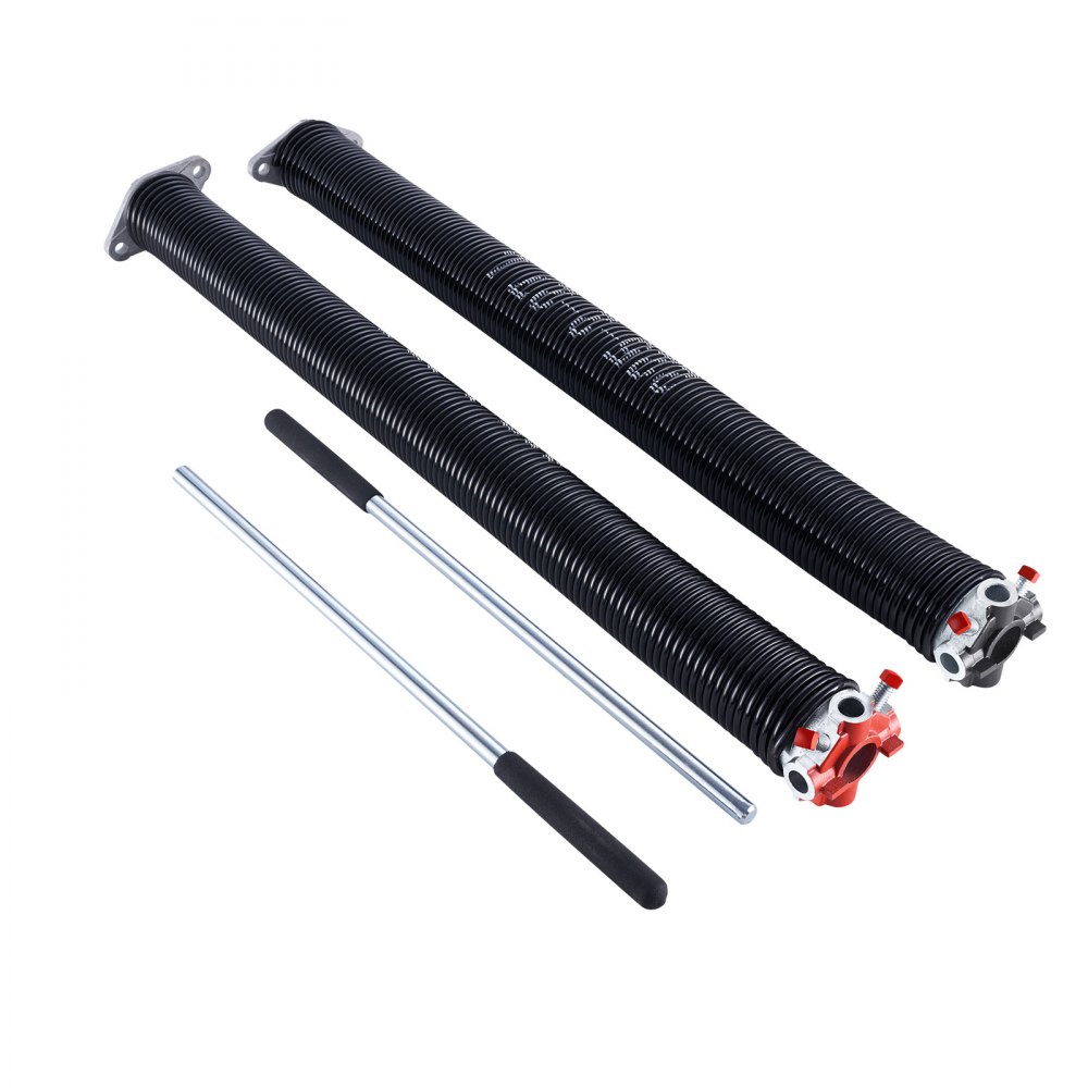 VEVOR Garage Door Torsion Springs, Pair of 0.225 x 2 x 27 in, 16000 Cycles, Electrophoresis Black Coated for Replacement, Garage Door Springs with Non-Slip Winding Bars, Gloves and Mounting Wrench