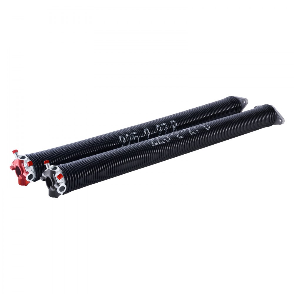 VEVOR Garage Door Torsion Springs, Pair of 0.225 x 2 x 27 in, 16000 Cycles, Electrophoresis Black Coated for Replacement, Garage Door Springs with Non-Slip Winding Bars, Gloves and Mounting Wrench