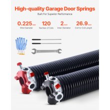 Ressorts de torsion pour porte de garage VEVOR, paire de 0,225 x 2 x 27 pouces avec barres d'enroulement