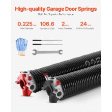 VEVOR Garage Door Torsion Springs Pair of 0.225 x 2 x 24 inch with Winding Bars