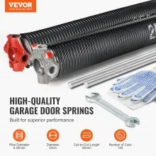 VEVOR Garage Door Torsion Springs, 16000 Cycles, Pair of 0.25 x 2 x 30inch, Garage Door Springs with Non-Slip Winding Bars, Mounting Tool and Gloves, Electrophoresis Coated, for Replacement
