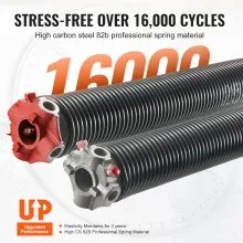VEVOR Garage Door Torsion Springs, 16000 Cycles, Pair of 0.25 x 2 x 30inch, Garage Door Springs with Non-Slip Winding Bars, Mounting Tool and Gloves, Electrophoresis Coated, for Replacement