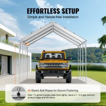 VEVOR 10 x 20 ft Carport Replacement Canopy Cover, Garage Top Tent Shelter Tarp Heavy-Duty Waterproof & UV Protected, Easy Installation with 40 Ball Bungeess (Only Top Cover, Frame Not Include), White