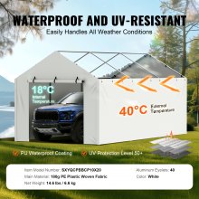 VEVOR Carport Replacement Canopy Cover Side Wall 10 x 20 ft, Garage Tent Shelter Tarp Heavy-Duty Waterproof & UV Protected, Easy Installation with Ball Bungees,White (Top and Frame Not Included)