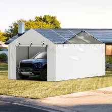 VEVOR Carport Replacement Canopy Cover Side Wall 10 x 20 ft, Garage Tent Shelter Tarp Heavy-Duty Waterproof & UV Protected, Easy Installation with Ball Bungees,White (Top and Frame Not Included)