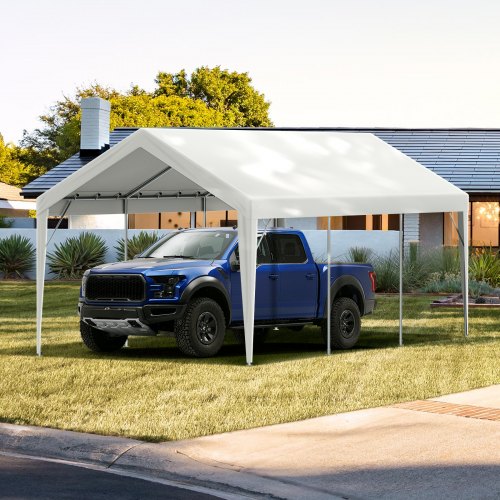 20x20 Foot White Canopy Replacement Cover - Valanced Roof Tarp For Shade & Vehicle Protection