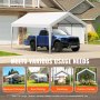 VEVOR carport canopy cover sheltering a blue truck in a driveway. versatile use for various events.