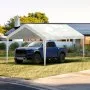 VEVOR Carport Replacement Canopy Cover 6100 x 3040 mm, Garage Top Tent Shelter Tarp Heavy-Duty Waterproof & UV Protected, Easy Installation with Ball Bungees,White (Only Top Cover, Frame Not Include)