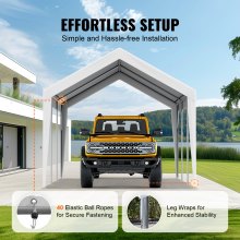 VEVOR Carport Replacement Canopy Cover 10 x 20 ft, Garage Top Tent Shelter Tarp Heavy-Duty Waterproof & UV Protected, Easy Installation with Ball Bungees,White (Only Top Cover, Frame Not Include)