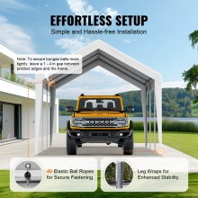 VEVOR Carport Replacement Canopy Cover 10 x 20 ft, Garage Top Tent Shelter Tarp Heavy-Duty Waterproof & UV Protected, Easy Installation with Ball Bungees,White (Only Top Cover, Frame Not Include)