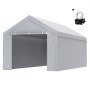 VEVOR Capac pentru baldachin de înlocuire pentru carport + perete lateral 10 x 20 ft, prelată pentru adăpost pentru cort de garaj, rezistentă la apă și protejată împotriva UV, instalare ușoară cu bungees cu bile, alb (cadru nu este inclus)